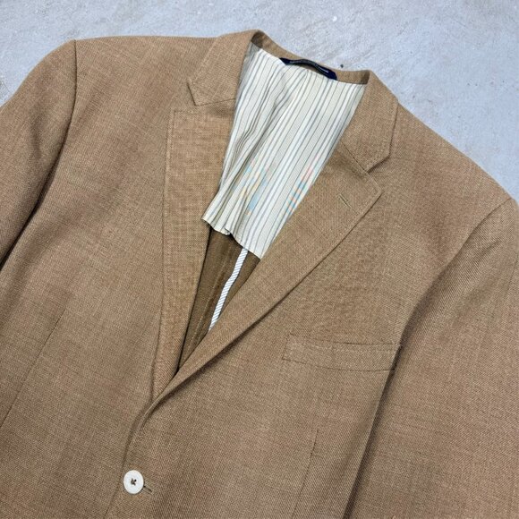 Coppley Blazer Wool Linen Silk Sport Coat Half Lined Hopsack Brown 44T - Picture 3 of 10